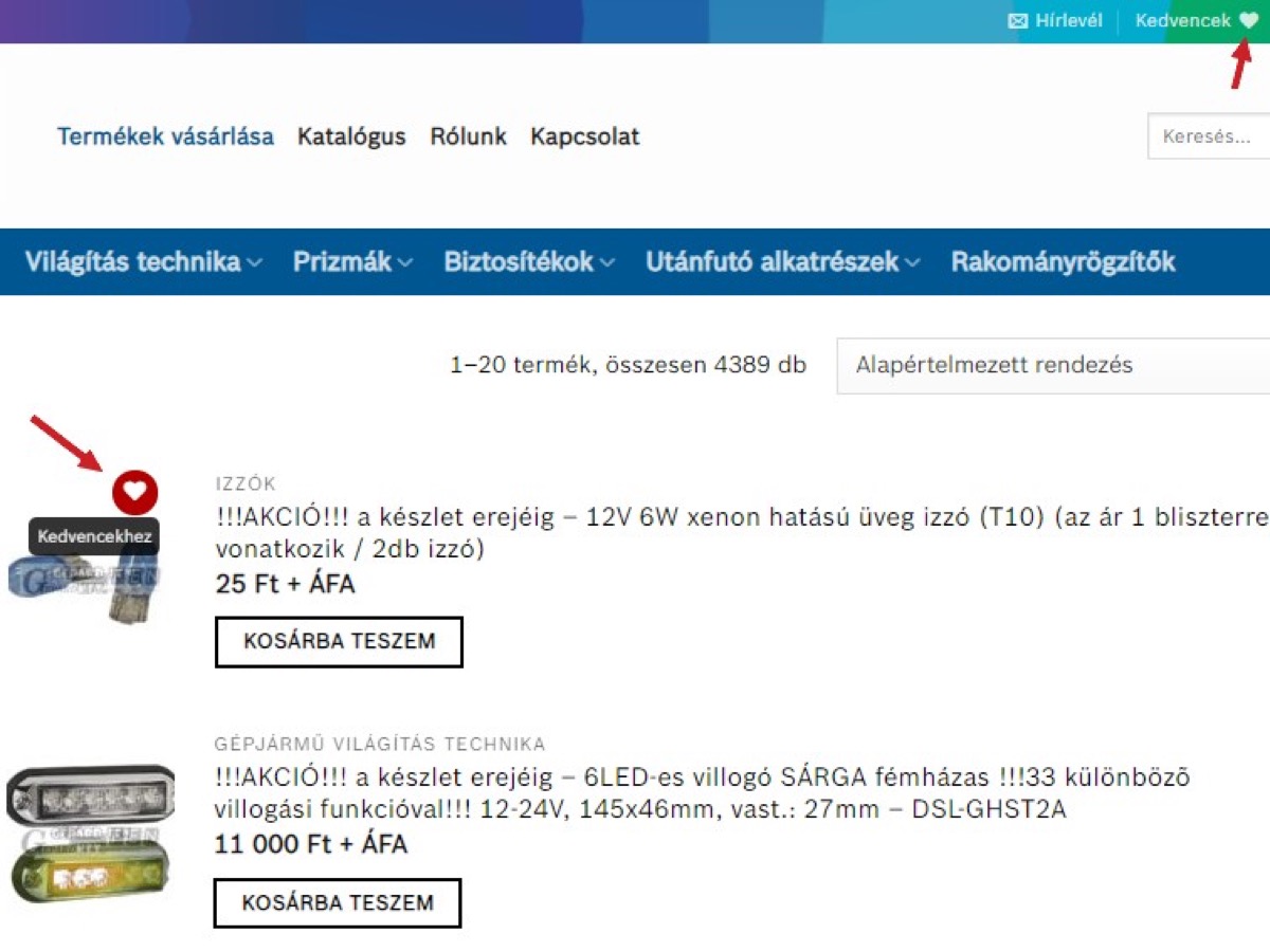 Új funkció a weboldalunkon: kedvencek hozzáadása