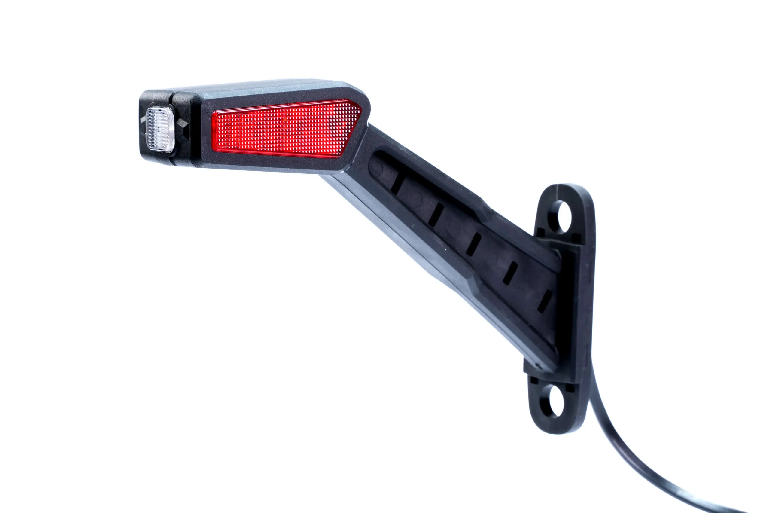 Szélességjelző karos LED-es BAL oldali, 3 szín (Piros-Fehér-Sárga) 45 fokos, 12-36V 190mm kinyúlás