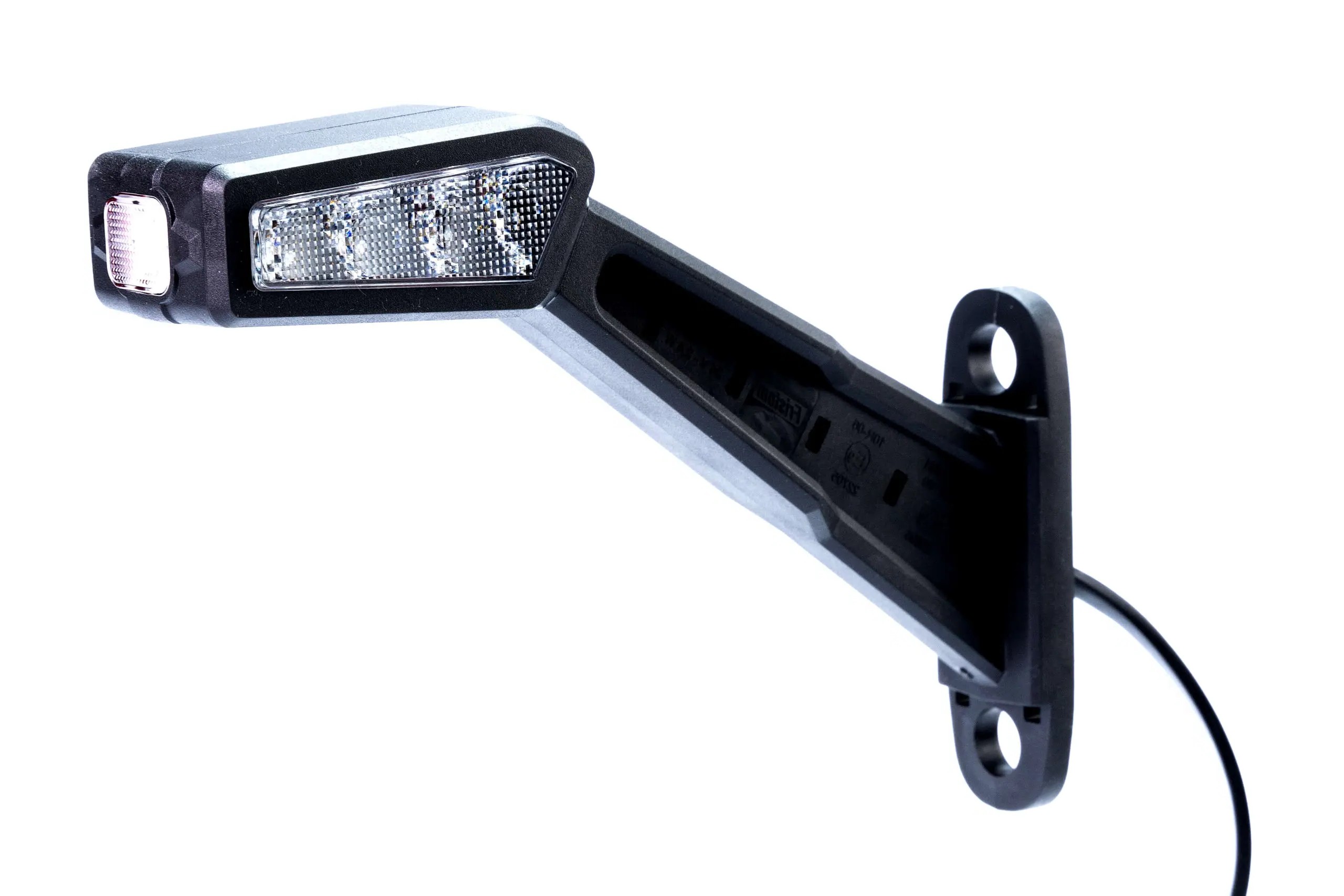Szélességjelző karos LED-es JOBB oldali, 3 szín (Piros-Fehér-Sárga) 45 fokos, 12-36V 190mm kinyúlás