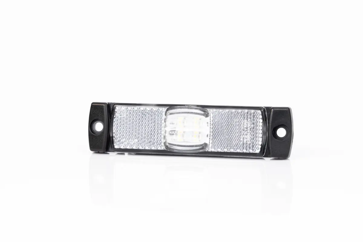 Szélességjelző 12-24V téglalap alakú sík hátoldalas fehér középen 4 LED-es 130mm x 32mm (FT-17B LED)