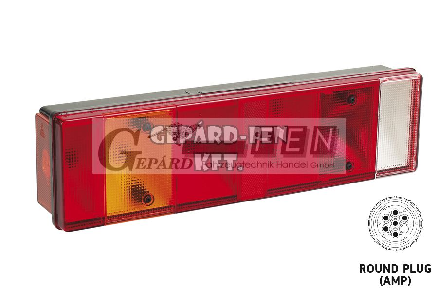 Hátsólámpa 7 kamrás MAN TGA, SIMA búrás JOBB oldal +DIN csatlakozó oldalt 465x130mm, vast.: 80mm, furattáv.: 152mm - R-2036SR