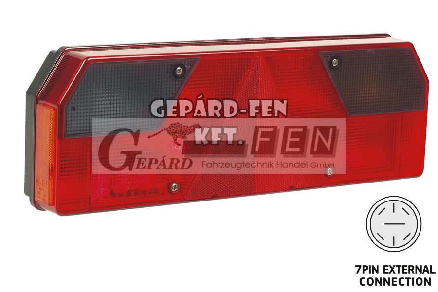 Hátsólámpa Schwarzmüller/Krone - sötétített búrás - BAL oldal +ASPÖCK csatlakozó hátul 420x147mm, vast.: 76mm, furattáv.: 152mm - L2095SR