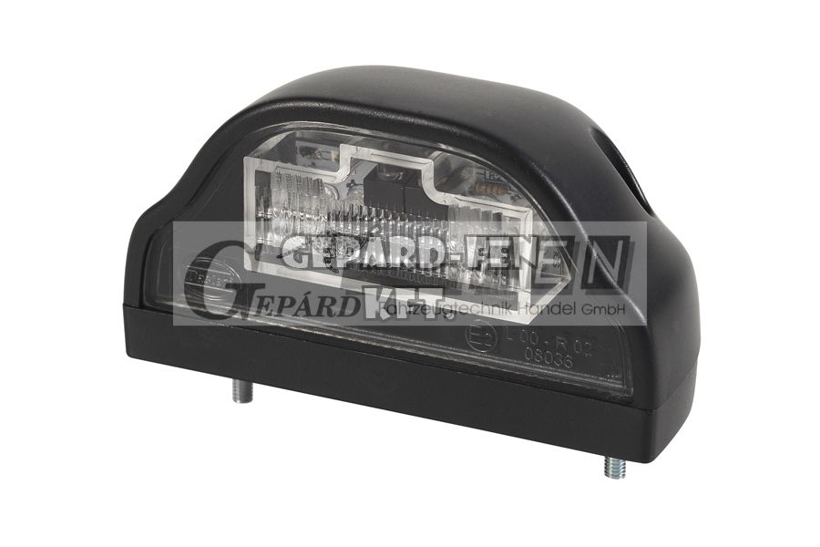 Rendszám megvilágítás FEKETE 12V ívelt domború 4LED-es 100x57mm, mag.: 55mm, csavartáv.: 72mm - DSL-43A/12