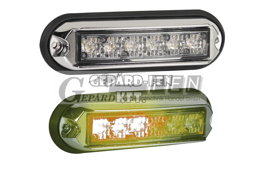 !!!AKCIÓ!!! a készlet erejéig - 6LED-es villogó SÁRGA fémházas !!!33 különböző villogási funkcióval!!! 12-24V, 145x46mm, vast.: 27mm - DSL-GHST2A