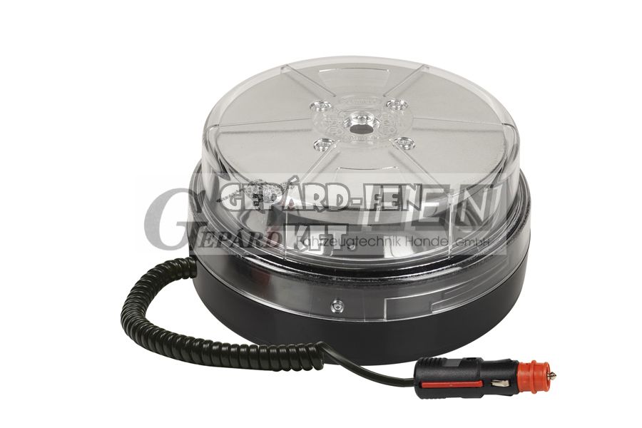 Forgólámpa / LED Villogólámpa - színtelen búrás - SÁRGA, 10-30V, Kerek, lapos kivitel, 12LED-es, MÁGNESTALPAS felfogatás, átm.: 147mm, mag.: 77mm, 10 különböző funkció - DSL-450M.05