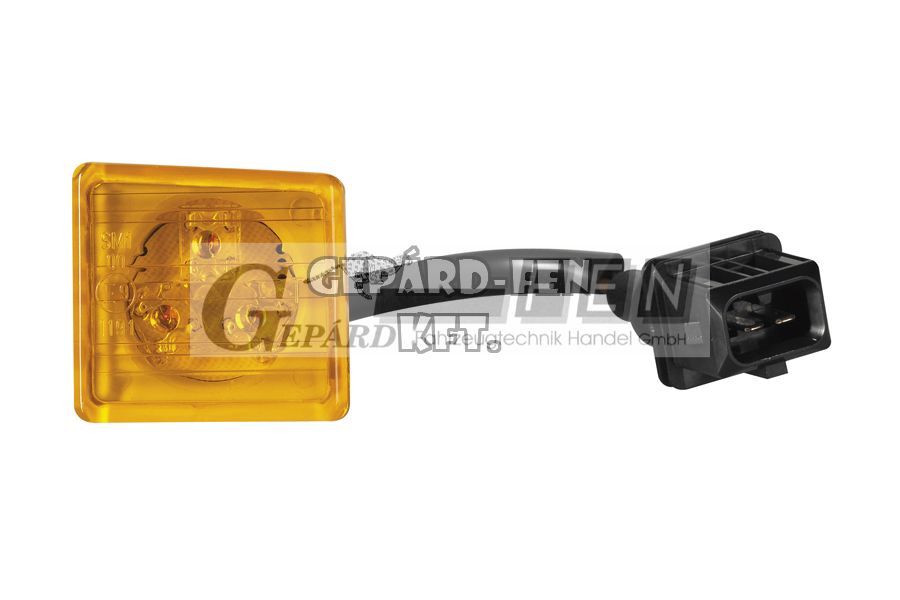 Szélességjelző SÁRGA 3LED-es 24V kocka alakú (SETRA buszokhoz) +vezeték +csatlakozó, 33x34mm, vast.: 46mm - DSL-3040/24