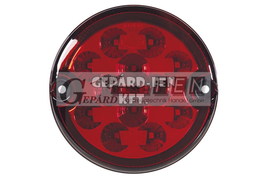 Hátsólámpa kerek piros 12LED-es 2 funkciós (hj.+fék) 9-33V átm.: 95mm, vast.: 31mm, furattáv.: 80mm DSL-210STL