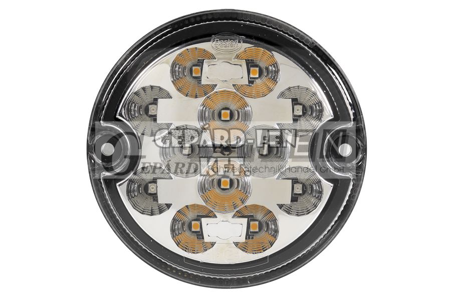 Hátsólámpa kerek 12LED-es 3 funkciós (hj.+fék+index) kristályos búrás, 9-33V átm.: 95mm, vast.: 31mm, furattáv.: 80mm - DSL-210STDL
