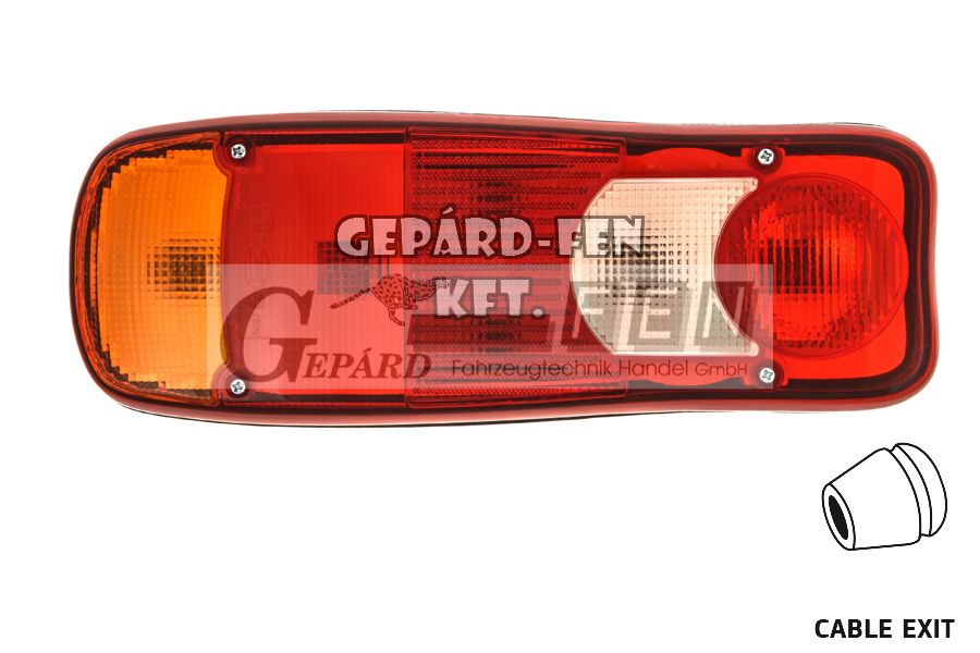 !!!ÚJDONSÁG!!! - Hátsólámpa Renault félholdas ÚJ TÍPUS, JOBB oldal +kábelkivezető 350x128mm, vast.: 85mm, csavartáv.: 152mm - R-2060D