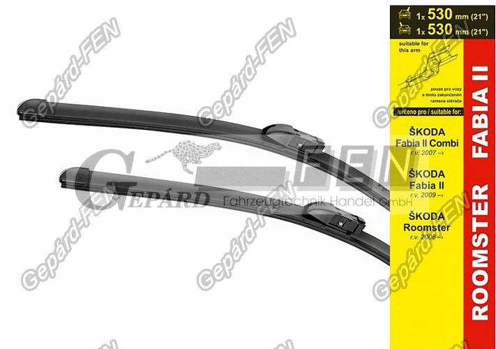 Ablaktörlő szett AERO 530+530mm Gyári adapteres (Fabia II, Roomster)