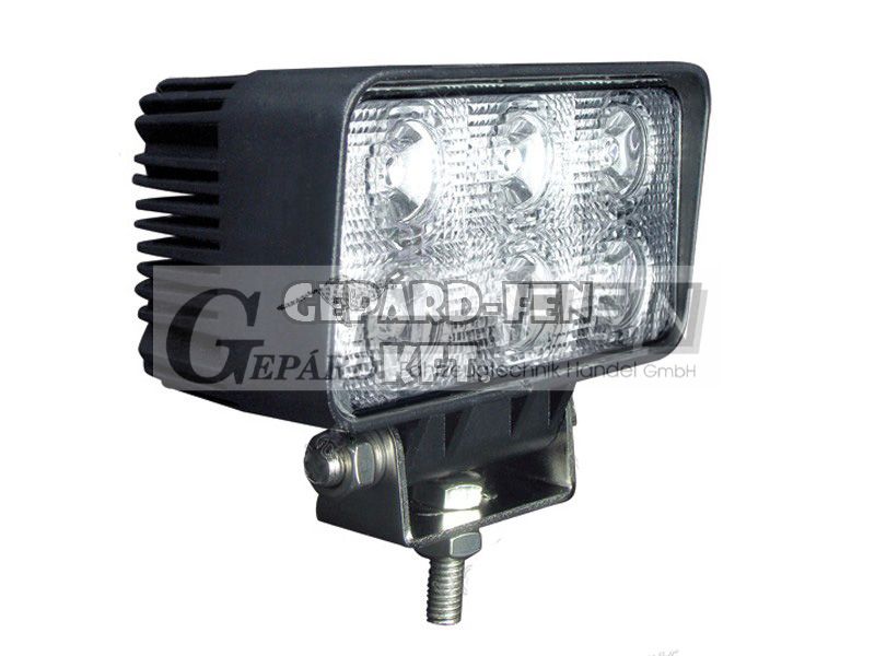 Munkalámpa TÉGLA 6LED-es fémházas SZÚRÓ (30°) 10-30V, 18W, 1440lumen, IP67, méret(tartó nélkül):110x60mm, vast.:56mm