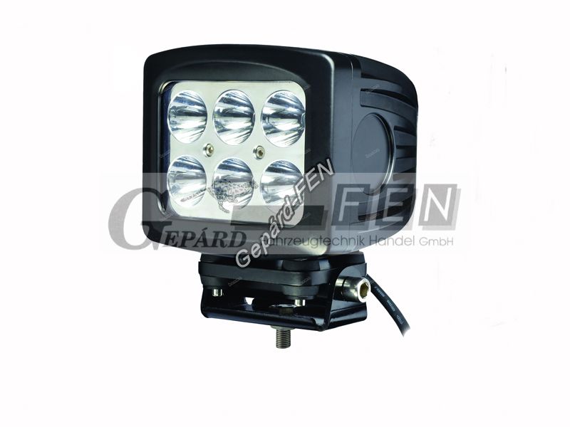 Nagytelj. Munkalámpa KOCKA 6LED-es fémházas TERÍTŐ (90°) 10-30V, 60W, 5400lumen, IP67, 135x120(tartóval:160)mm, vast.:124mm