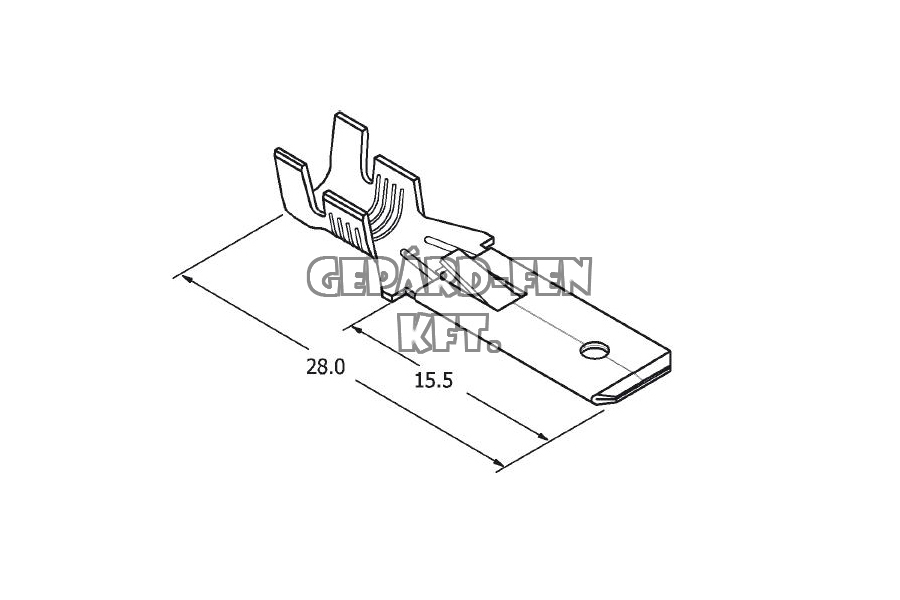Csúszósaru kábelvég hosszú "füles" PAPA SF1EU1-6,3mm, 1-2,5mm2-es kábelhez, anyagvast.: 0,37mm (100db / csomag)