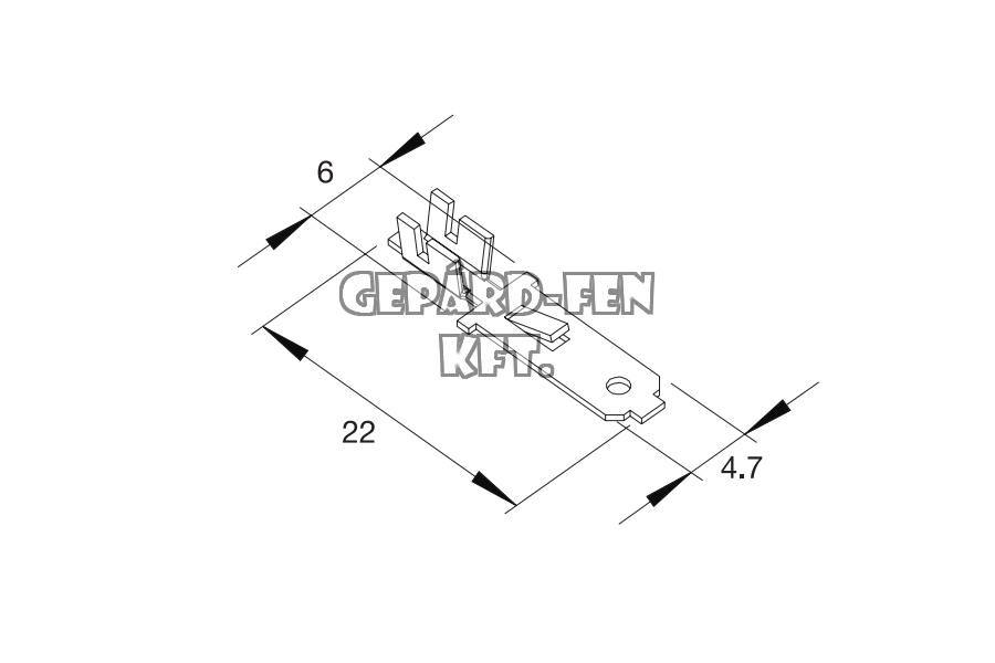 Csúszósaru kábelvég hosszú "füles" mini PAPA SF1EMINITRK-4,8mm, 0,5-0,75mm2-es kábelhez, anyagvast.: 0,50mm (100db / csomag)