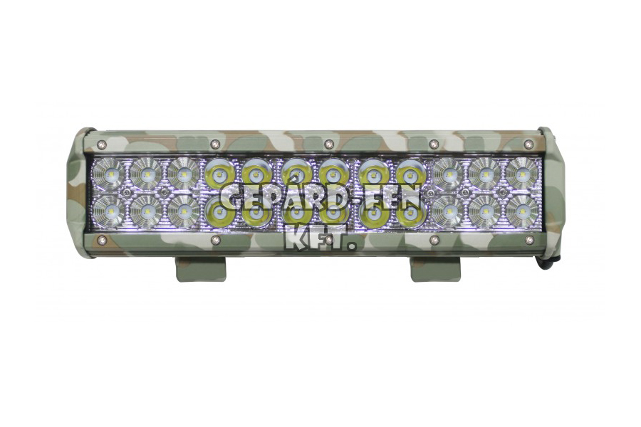 !!!ÚJDONSÁG!!! - Munkalámpa Fényhíd 2soros HOSSZÚ 24LED-es fémházas - MILITARY festés - COMBO (szúró+terítõ) 9-32V, 72W, 7200lumen, IP67, méret(tartó nélkül):502x78mm, vast.: 72mm