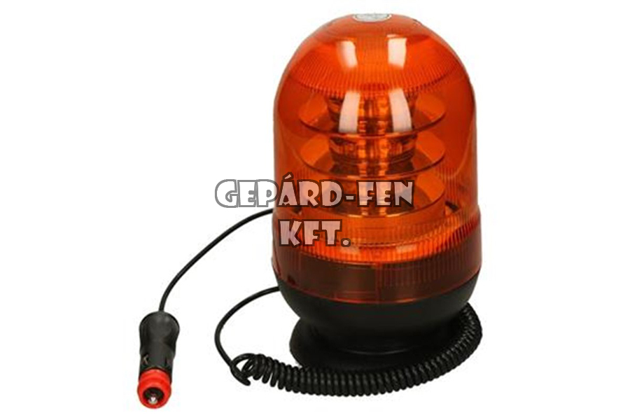 !!!ÚJDONSÁG!!! - Villogólámpa (Forgólámpa) sárga 18LED-es, magas kivitel, mágnestalpas, szivargyújtós 12-24V, átm.: 127mm, mag.: 204mm