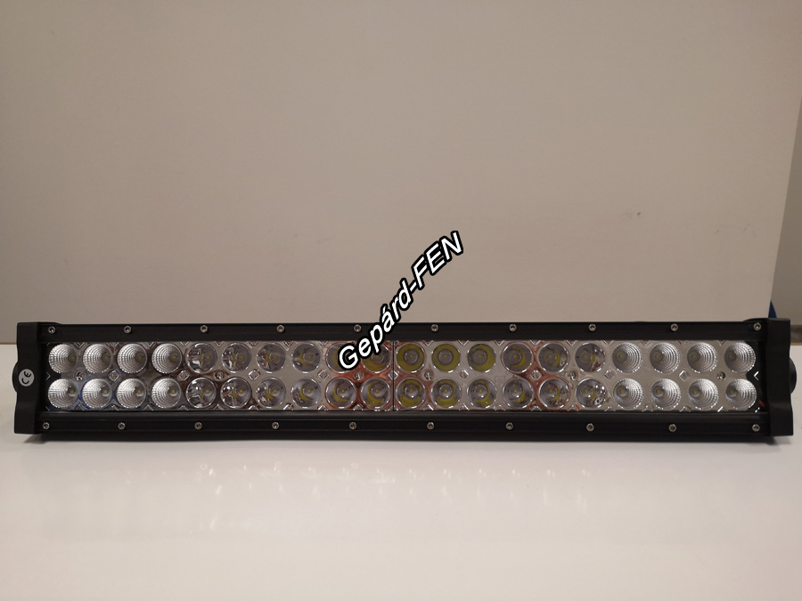 KS88120 COMBO.40 ledes,120W,-os 10800 Lumen teljesítményű kétsoros alumíniumházas fényhíd.12-24V. Terítő, ill. Szúrófény kombináció! 2 felfogó talp.Méretei: 540x80x83mm. Cca: 35 cm kábellal.
