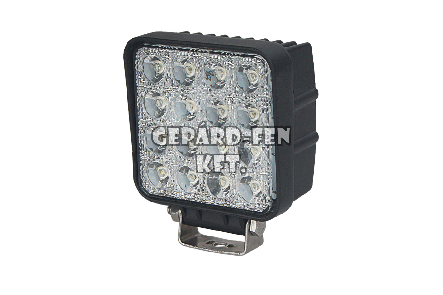 Munkalámpa KOCKA 16LED-es fémházas SZÚRÓ (30°) 9-32V, 48W, 3071lumen, IP67, 110x110(tartóval:135)mm, vast.:73mm