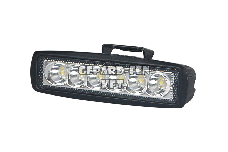 Munkalámpa HOSSZÚ 6LED-es fémházas SZÚRÓ (30°) 9-32V, 18W, 1800lumen, IP67, 162x45mm, vast.:55mm