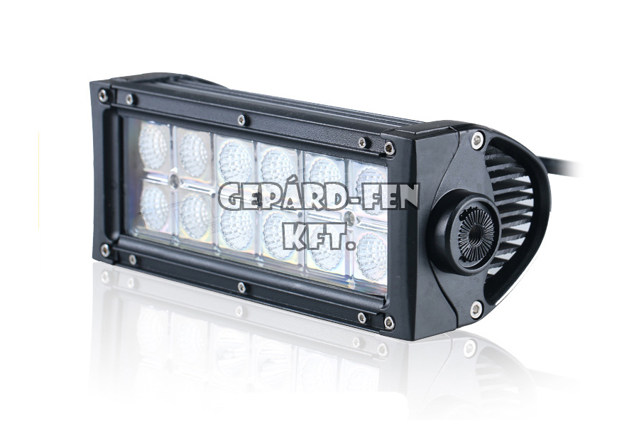 Munkalámpa 2soros 12LED-es fémházas TERÍTÕ 9-32V, 36W, 2640lumen, IP67, méret(tartóval): 273x121mm vast.:87mm
