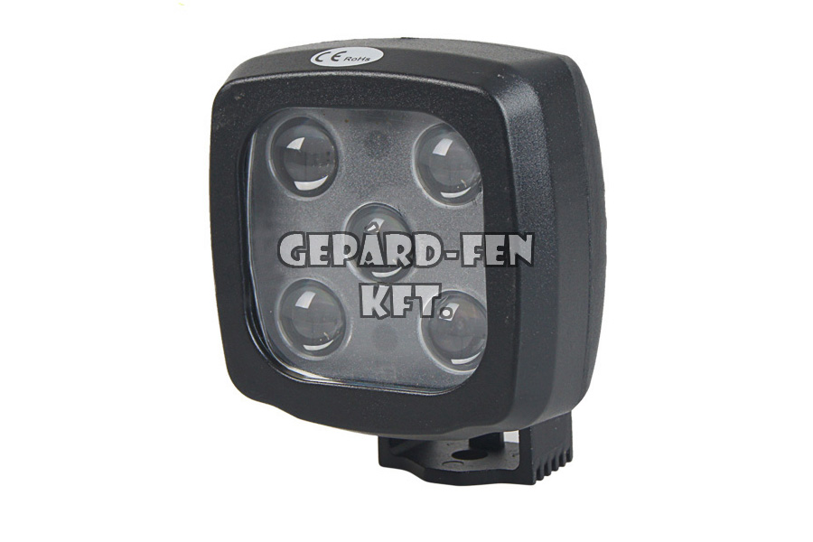 KÉK figyelmeztetõ munkalámpa KOCKA 5LED-es fémházas TERÍTÕ 9-60V, 25W, IP67, 100x100(tartóval:122)mm, vast.:83mm