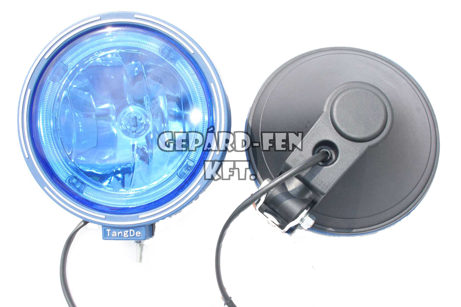 Ködfényszóró nagy kerek fekete mûanyag házzal halványkék üveggel +LED körhelyzetjelzõ 220mm átmérõ 120mm mély H1 izzós