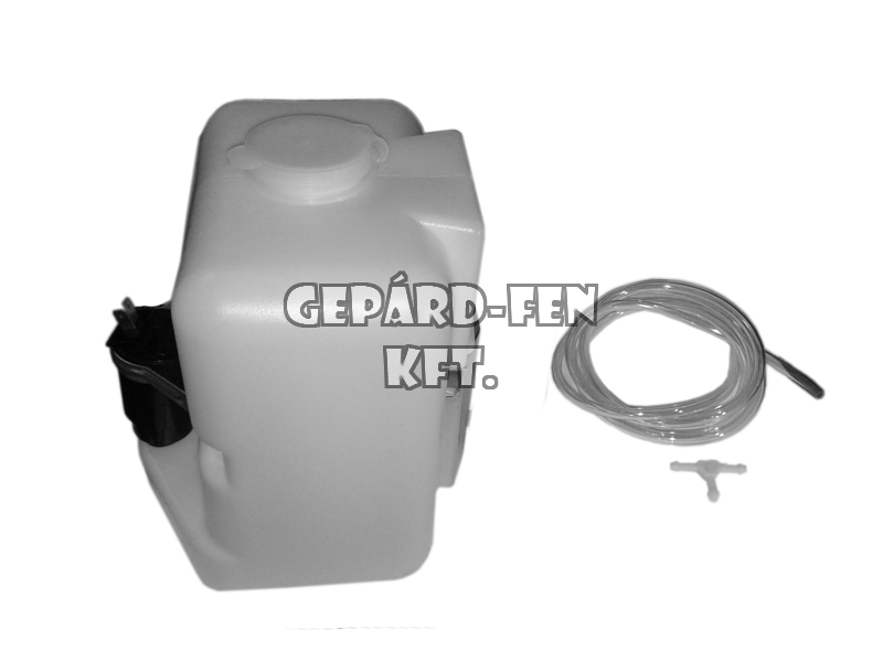 Univerzális ablakmosótartály komplett, 2,5L-es, 24V-os oldalmotorral, fém rögzítőfülekkel, csővel, csatlakozóval, 150x160mm, mag.: 195mm