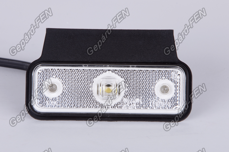 Szélességjelző 12-24V téglalap alakú fehér 2 LED-es +tartó 118mm x 60mm (FT-4+K LED-es)