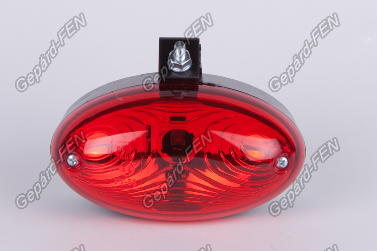 Hátsó ködlámpa ovális 12-24V cseresznye IZZÓS 90 fokban állítható tartóval 126mm x 70mm x 72mm (FT-55)