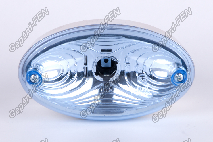Nappali menetfény ovális 12-24V cseresznye IZZÓS halványkék búrás 126mm x 70mm x 72mm (FT-57)