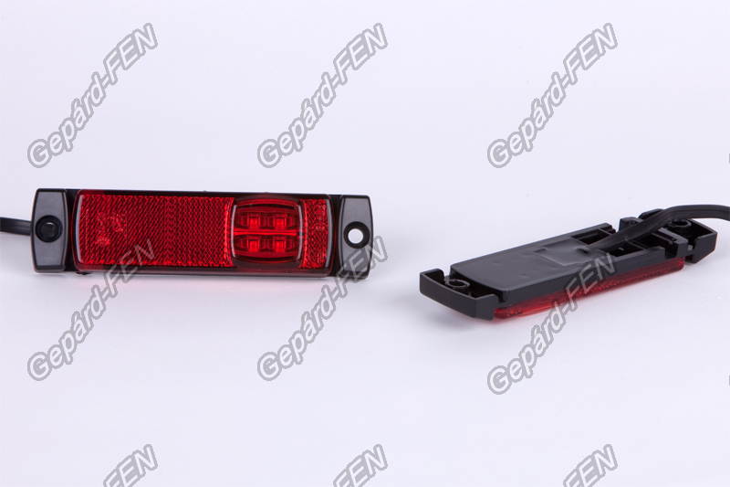 Szélességjelző 12-24V téglalap alakú sík hátoldalas piros szélén 4 LED-es 130mm x 32mm (FT-18C LED)