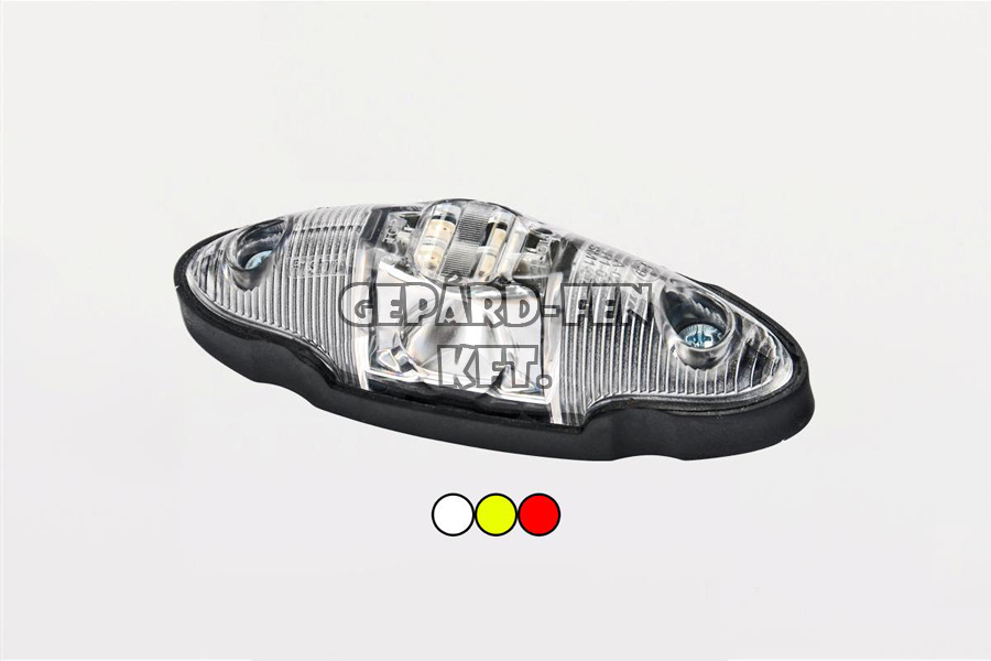 Szélességjelző 12-24V "csónak" alakú 3 funkciós (piros-fehér-sárga) LED-es +gumitalp +vezeték 120mm x 40mm x 35mm (FT-38 LED)