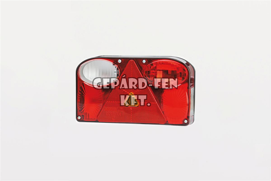 Hátsólámpa 4 ovál résszel háromszög prizmával középen irányjelzõvel BAL oldal (köd+tolatós) 238mm x 138mm x 55mm (FT-89)