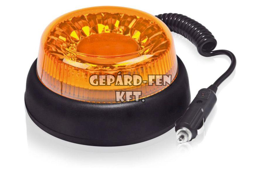 Forgólámpa / LED Villogólámpa 12-55V kerek lapos kivitel mágnestalpas 20 LED-es IP68 minősítés +3m spirál kábel 165mm átmérő x 78mm (FT-100 LED)