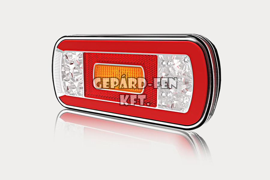 Hátsólámpa 12-24V ovális, LED-es 5 funkciós (+tolató +rendszámvilágítás) +1m kábel 220mm x 100mm x 50mm (FT-130 LED)