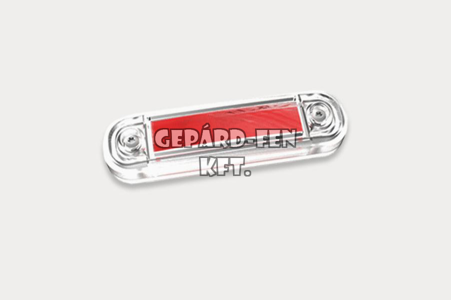Szélességjelző 12-24V lekerekített átlátszó búrás PIROS 10 LED-es 110mm x 31mm vast.: 18mm (FT-45C LED)