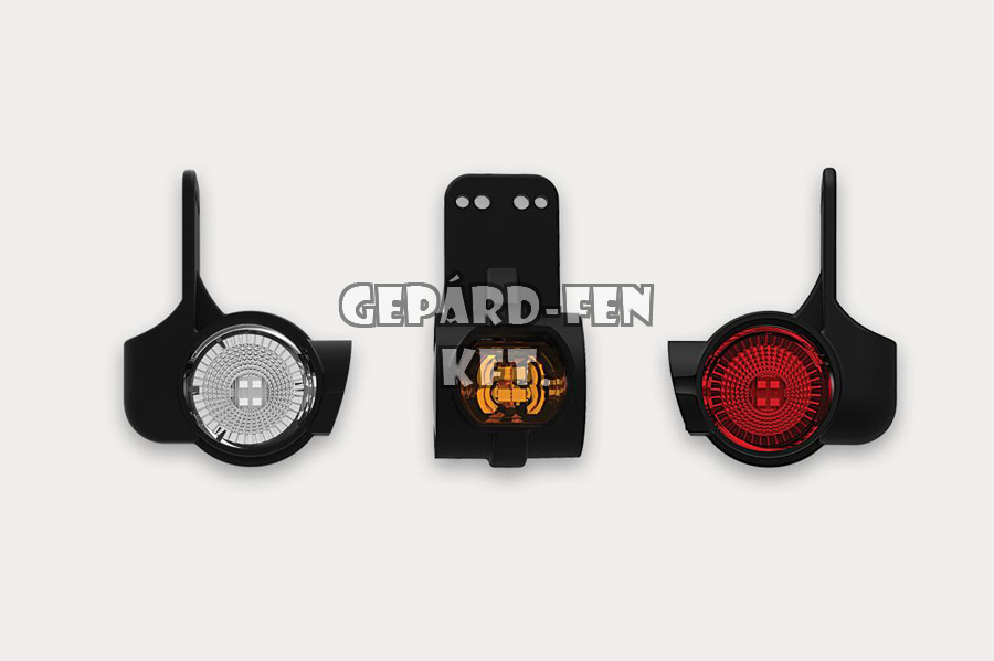 Szélességjelző 12-24V LED-es Piros/Fehér/Sárga nagy leffencs alakú, BAL oldal, 63mm kinyúlás (FT-140WL)