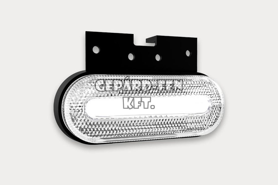 !!!ÚJDONSÁG!!! - Szélességjelző 12-24V kerekített alakú Fehér LED-es +Tartó 126mm x 51mm (FT-70B+K LED)