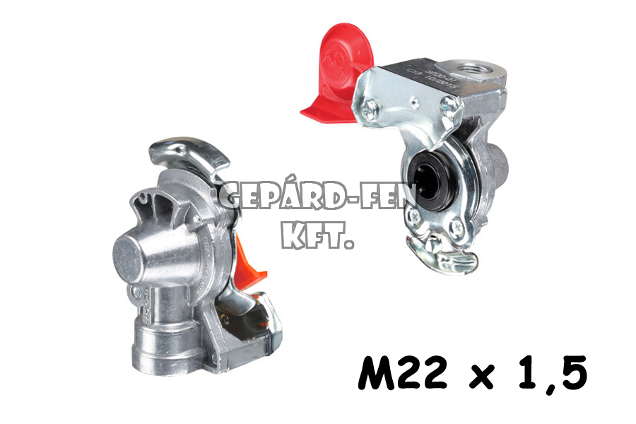 Légkuplung / Légfékcsatlakozó automata M22x1.5 SZELEPES Piros