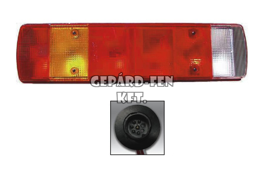 !!!AKCIÓ!!! a készlet erejéig - Hátsólámpa Scania/Volvo FH12 BAL oldal +rendszám +MAN/Schlemmer csatlakozó hátul, 515x132mm, vast.: 85mm, csavartáv.: 151mm (0093LL72)