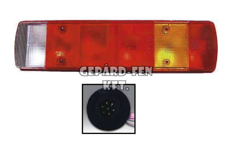 !!!AKCIÓ!!! a készlet erejéig - Hátsólámpa Scania/Volvo FH12 JOBB oldal +DIN csatlakozó oldalt, 515x132mm, vast.: 85mm, csavartáv.: 151mm (0093LR742)