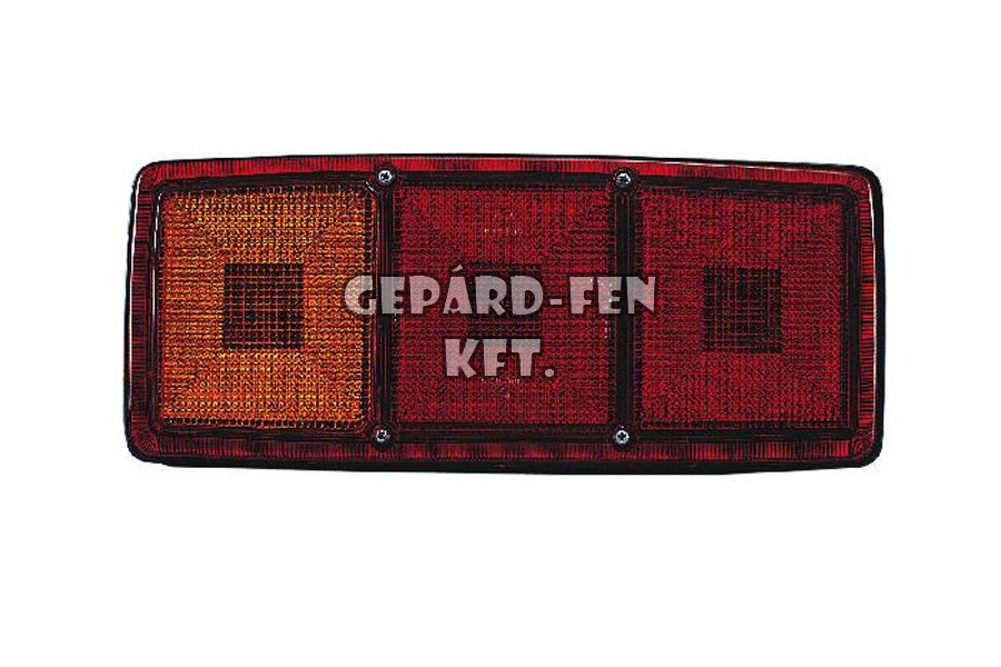 BÚRA Mercedes 3 kamrás trapéz búrás hátsólámpához BAL/JOBB oldal (Piros-Piros-Sárga) 343x145mm (0029CUSK)