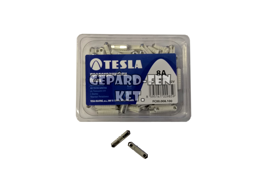 Biztosíték hengeres 8A - TESLA - 100db