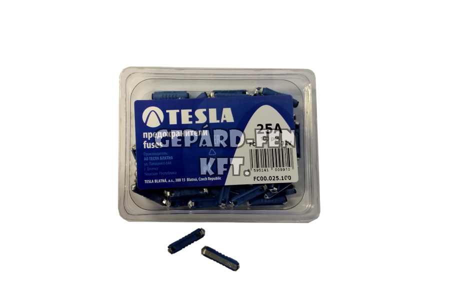 Biztosíték hengeres 25A - TESLA - 100db