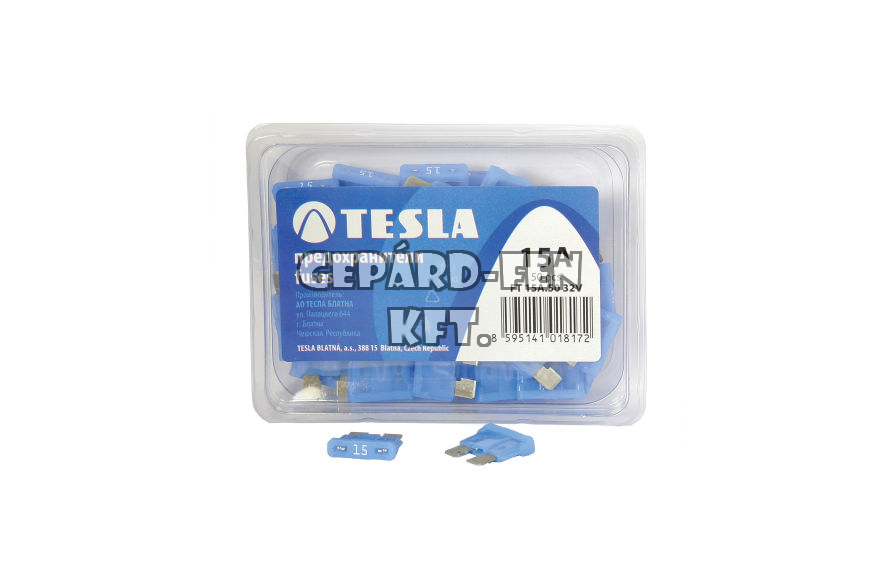 Biztosíték késes 15A - TESLA - 50db