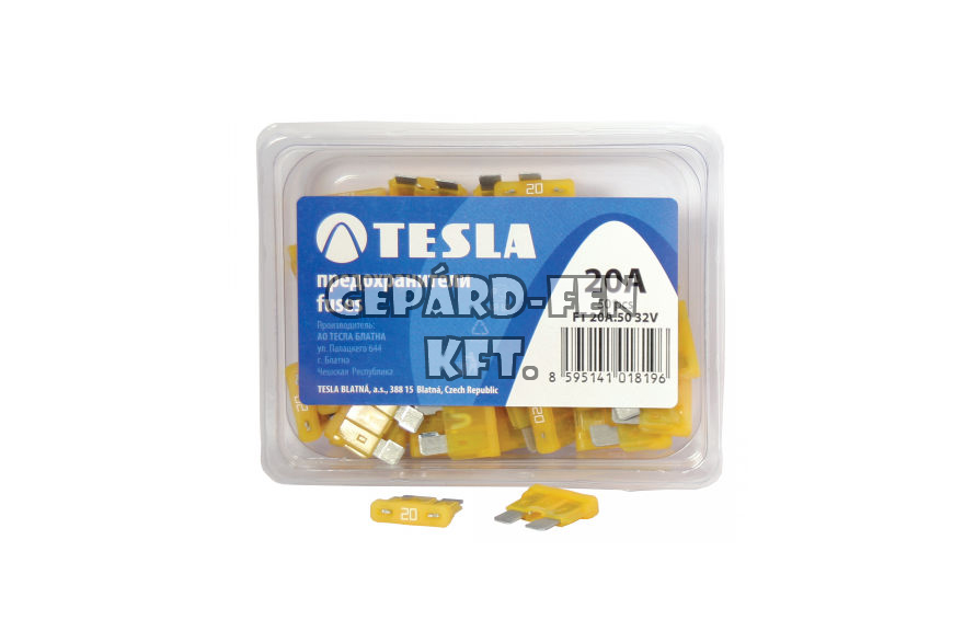Biztosíték késes 20A - TESLA - 50db