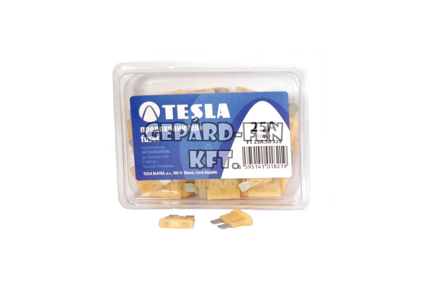 Biztosíték késes 25A - TESLA - 50db