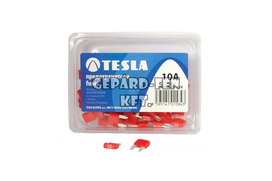 MINI késes biztosíték 10A - TESLA - 100db