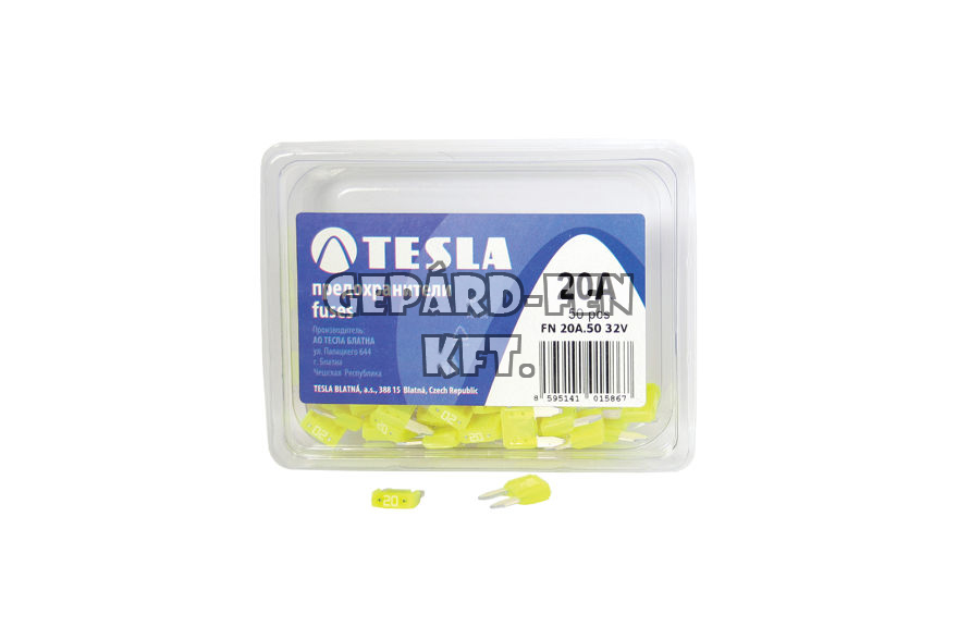 MINI késes biztosíték 20A - TESLA - 100db