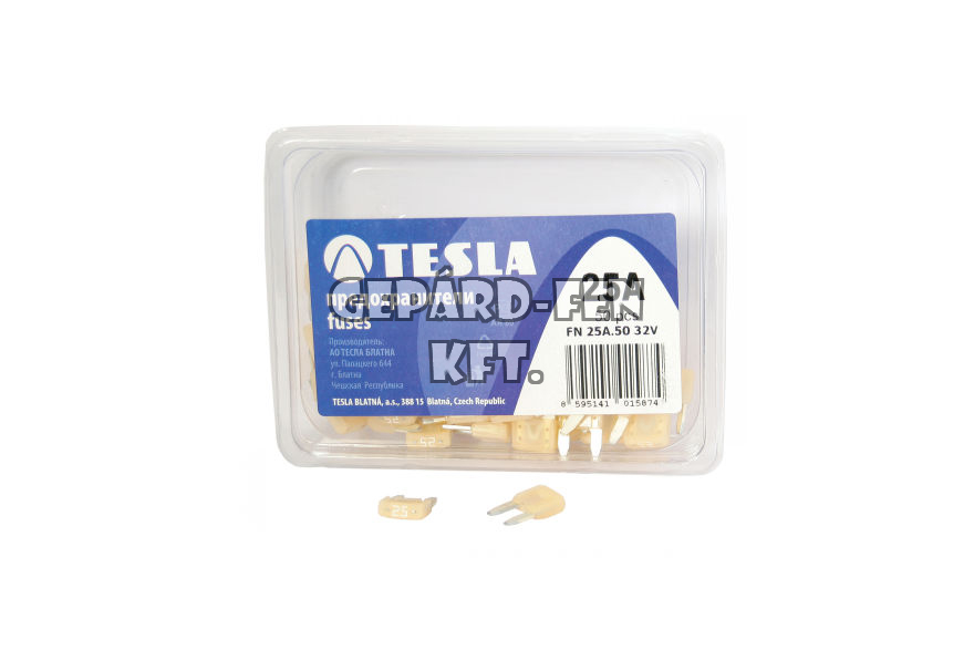 MINI késes biztosíték 25A - TESLA - 100db